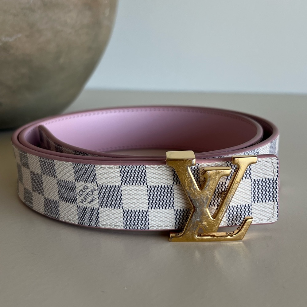 Genuine Louis Vuitton Initiales Damier Azur & Pink 30 mm Reversible Belt